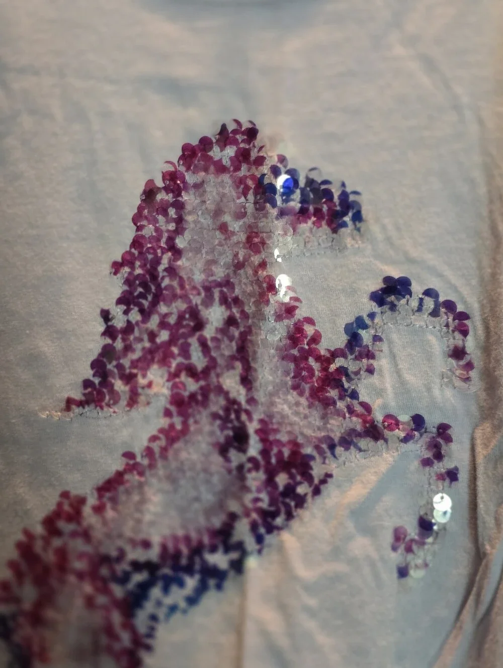 Lands' End Girls Purple Long Sleeve Sequin Unicorn Shirt